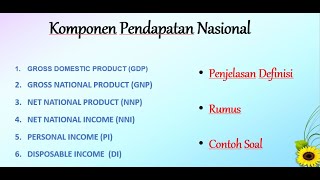 Komponen Pendapatan Nasional (GDP, GNP, NNP, NNI, PI, DI) XI Ekonomi