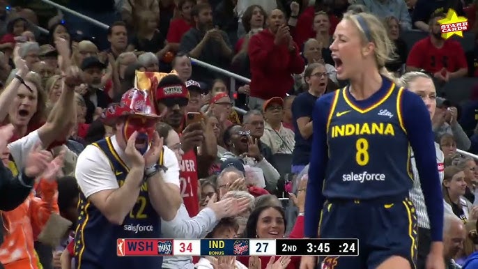 Caitlin Clark cheers on new Indiana Fever teammate Sophie Cunningham in OT win vs Mystic - YouTube