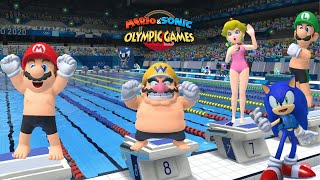 Mario & Sonic At The Olympic Games Tokyo 2020 ( Swimming ) Gameplay Mario Luigi Sonic Silver & More