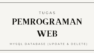 Pemrograman Web Project Update & Delete 