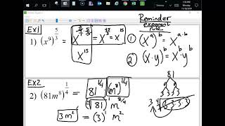 Unit 6 Lesson 2 Simplifying rational Exponents
