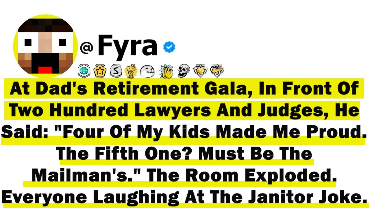 At Dad's Retirement Gala, In Front Of 200 Lawyers & Judges, He Said 4 Of My Kids Made Me Proud But..