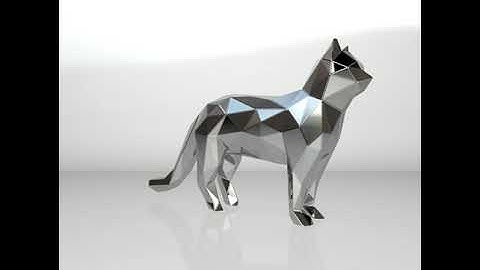 Template for DIY metal sculpture, Pattern of Cat low poly model in DXF and PDF Format Blueprints