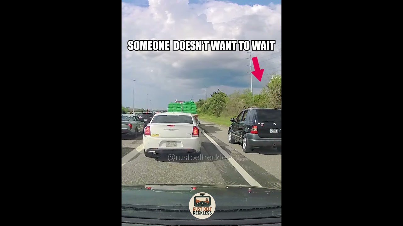 Too Important to Wait: Driver Skips Traffic Jam by Flying Down the Shoulder 