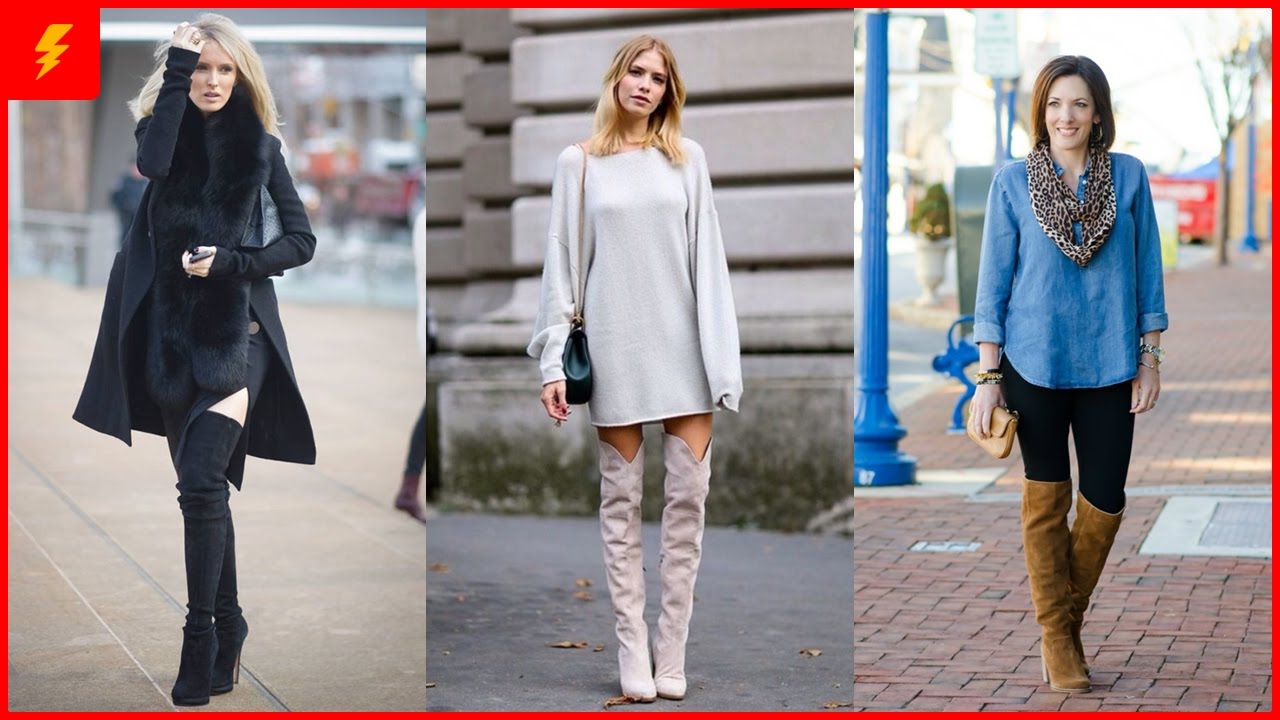 casual knee high boots outfits