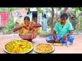 Khichuri &amp; egg omlet cooking and eating by santali tribe couple at lunch || rural village India