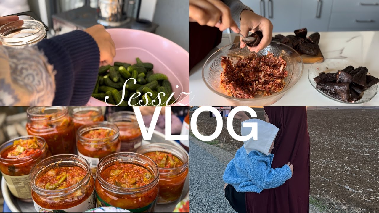 Sessiz Vlog,Kışlık Hazırlıklar,Sos yapımı🍅,Salatalık turşusu🥒Patlıcan dolması👩🏻‍🍳 #sessizvlog #vlog 