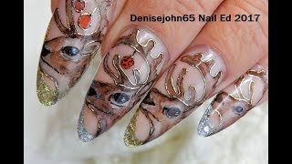 🦌Christmas Deer Nails 🦌——- Watch me paint —— cute In this video I show you how I paint some deer using water color paints . Nothing like some cute deer for the holidays . I hope you