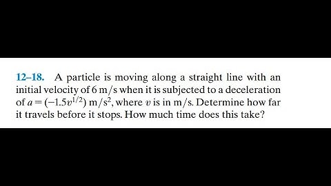 A particle is moving along a straight line with an initial velocity of when it is subjected to a dec