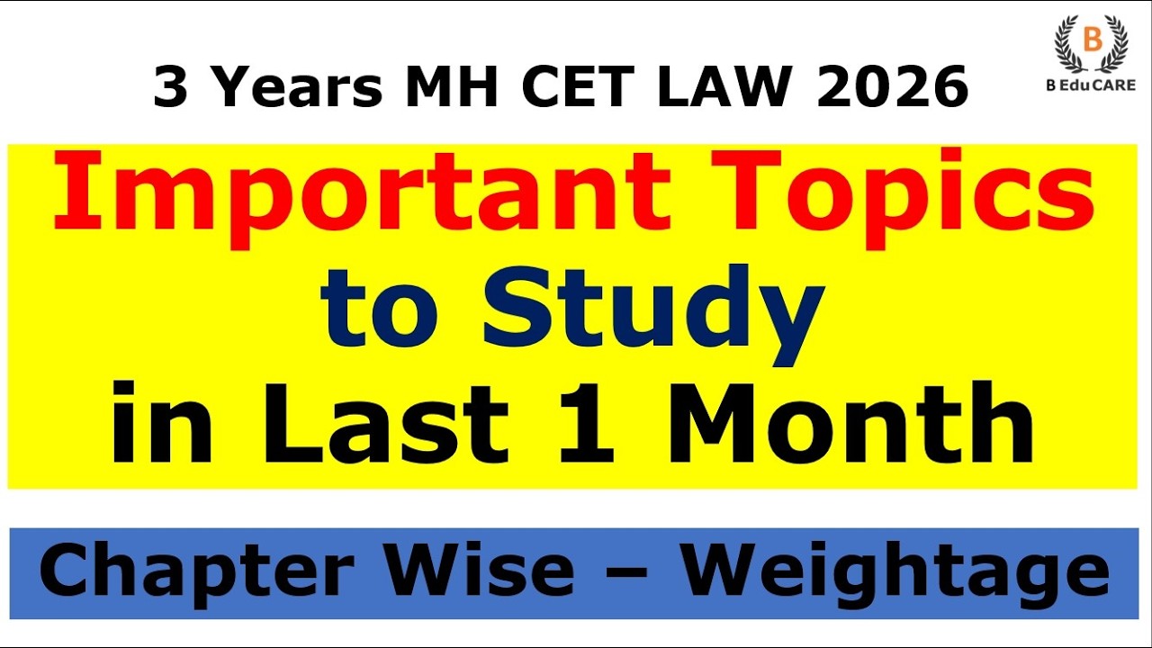Topic to Study in Last 1 Month - MH CET LAW 2026 3 Years  #cet #cet2026 #mhcetlaw #mhcetlaw2026