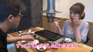 注目の赤身肉。肉切り職人が石垣牛のひうち（モモ肉）を焼いて、食べる。