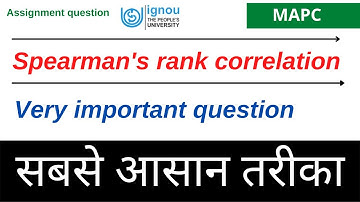| calculate spearman rank correlation| ignou mapc statistics|spearman