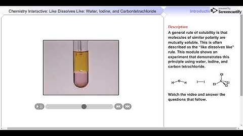 Solubility of iodine in water and carbon tetrachloride