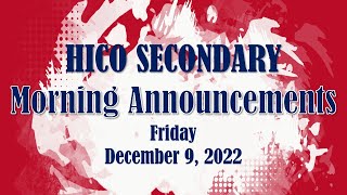 22-23 Hico Secondary Morning Announcements - Friday, December 9