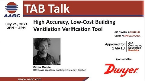 TAB Talk:  High Accuracy, Low Cost Building Ventilation Verification Tool