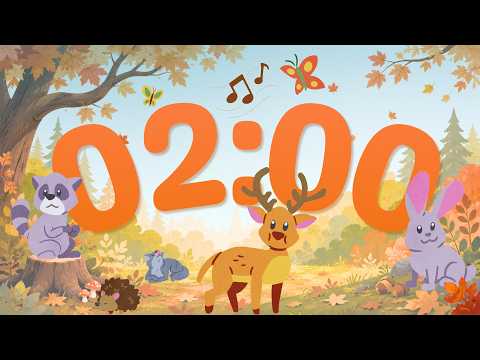 🍁 5 Minute Classroom Timer 🍂 Autumn Forest Theme (Cute Animals｜Cozy Music｜Fall Countdown) 🍃