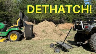 DETHATCHING with AgriFab tow behind dethatcher