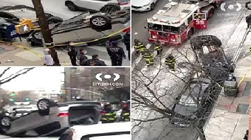 Stolen car crashes and flips in the Bronx; suspect sought
