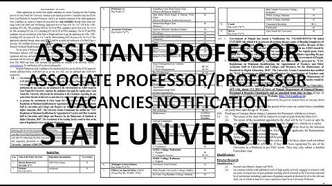 Online Application for Assistant Professor Vacancies in State University | Associate Professor/Prof.