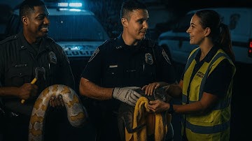 Rescue team and U.S. police rescue a cat attacked by a giant python🐍