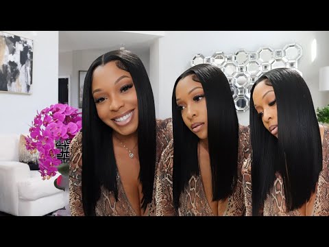 Detailed Skin Lace Blunt Cut WIG INSTALL | Middle Part Soft Baby Hairs | Bald Cap method | Beginners