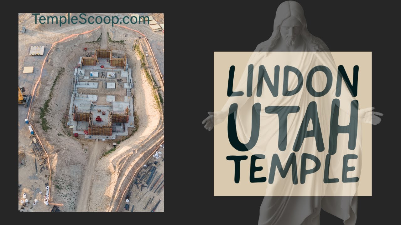 Lindon Utah Temple slide show by a drone on a winter day on December 1