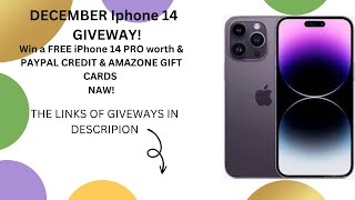 Win a FREE iPhone 14 PRO worth & PAYPAL CREDIT & AMAZONE GIFT CARDS