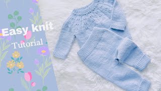 Easy Knit Baby Pants, Leggings, Trousers Sweet Elaria Set Left Hand Tutorial