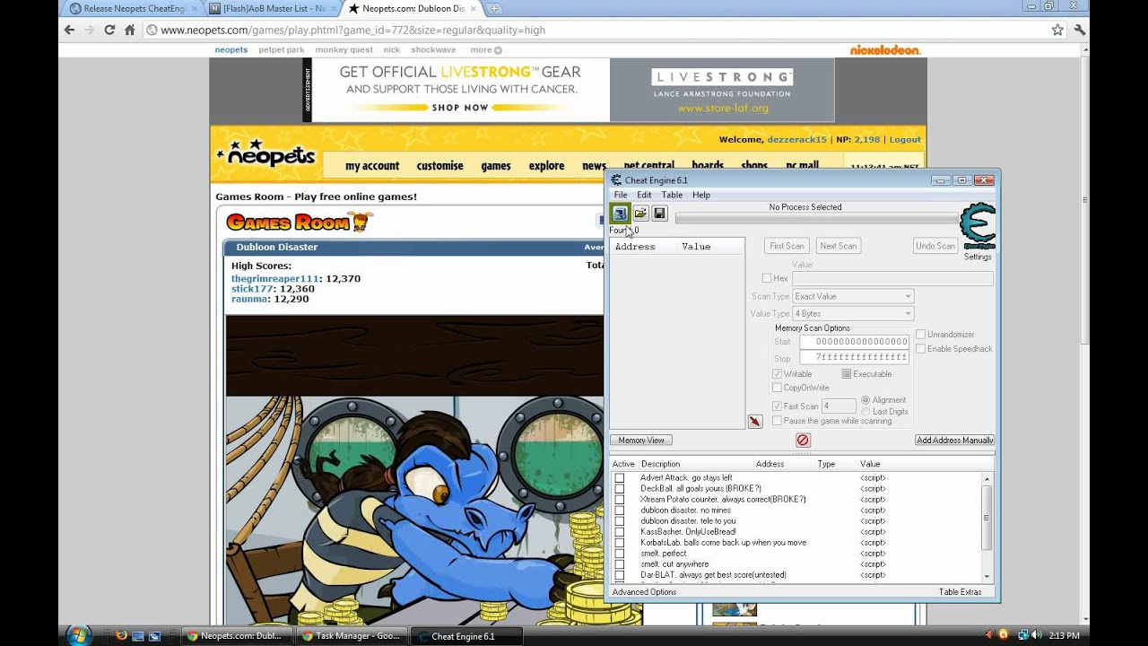 How to use Cheat Table (neopets)