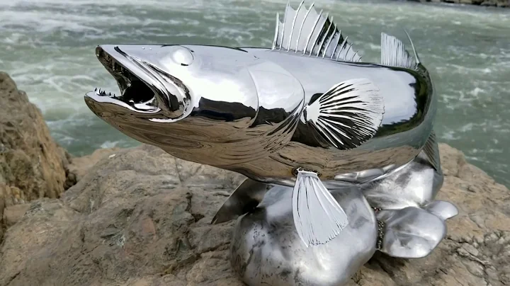 Stainless Walleye sculpture - Steve Nielsen Art