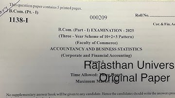 B.com 1st year exam paper 2025| Corporate and financial Accounting | Dr. Ruchi Khandelwal