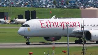 ETHIOPIAN AIRLINES AIRBUS A350-900 ET-AVD ARRIVING & DEPARTING BIRMINGHAM AIRPORT 02/06/24