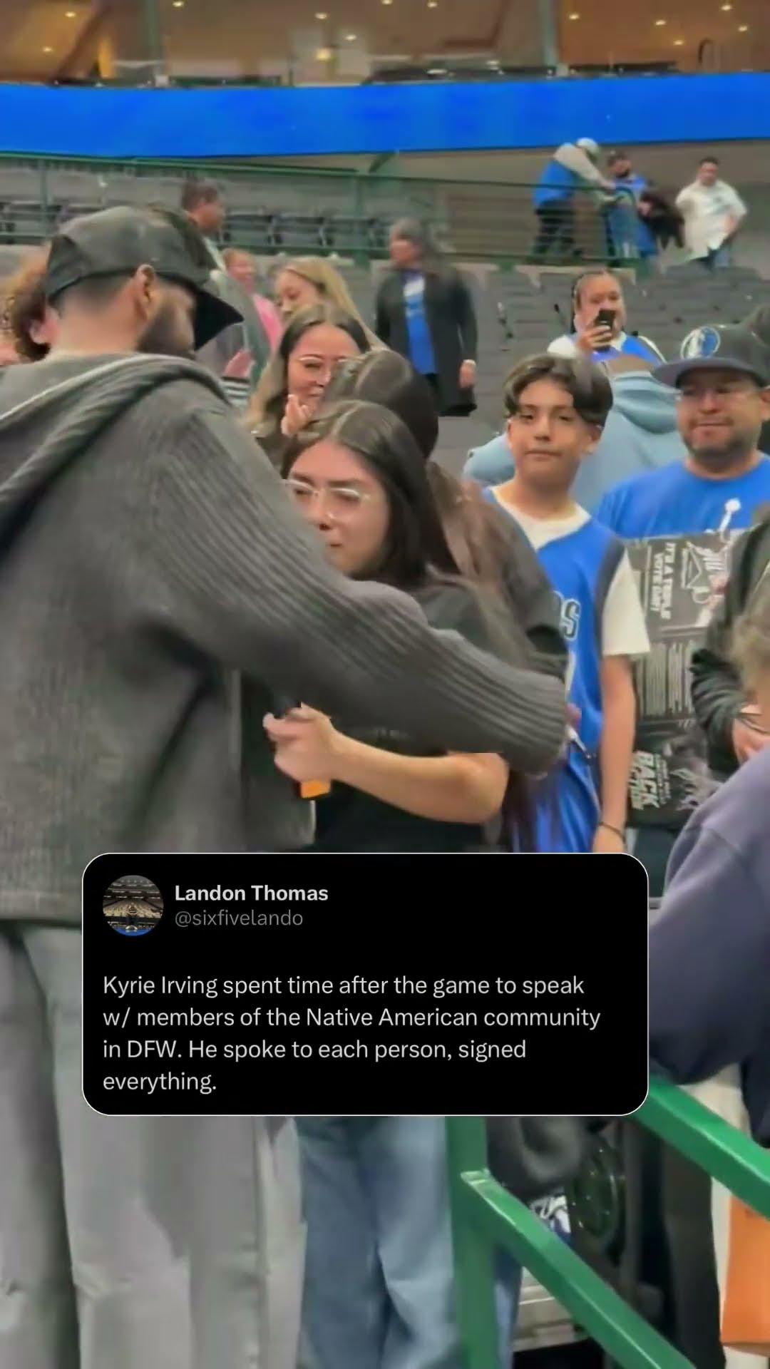 What a moment between Kyrie Irving and this young fan ?? (via @sixfivelando/X)