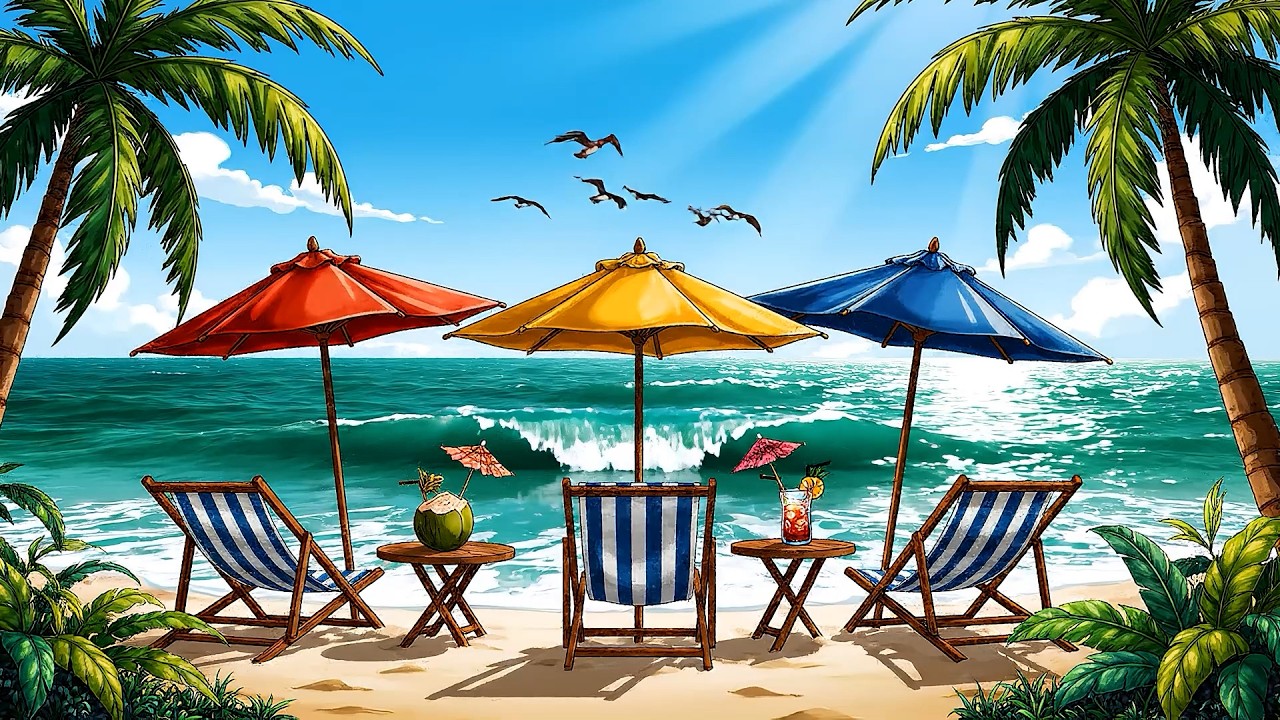 Emerald Summer Beach Vibes Music & 여름 바람과 에메랄드 파도 음악