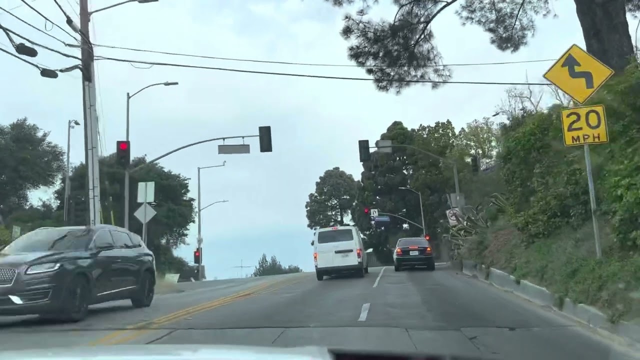 Drive over Laurel Canyon Blvd from Sunset Blvd in West Hollywood