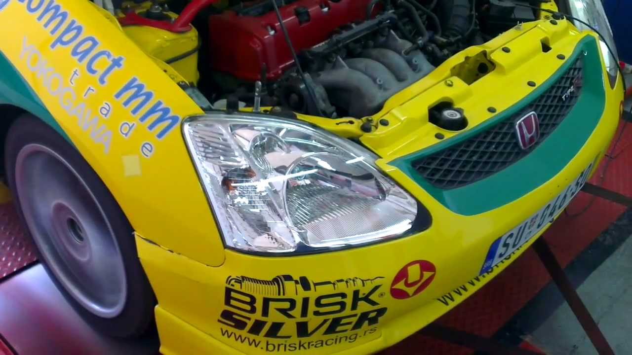Honda Civic Type R - Dyno Test - BRISK SPARK PLUGS 2 - YouTube