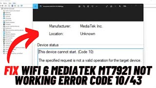 How to fix Mediatek WIFI 6 mt7921 disconnecting in Windows 10/11
