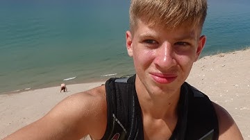 Climbing up the Sleeping Bear Dunes isn