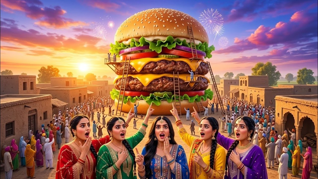 5 Punjabi Sisters vs Giant Mountain Burger 🍔😲 - YouTube
