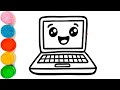 How to Draw a Laptop Computer Easy and Cute | Easy Step-by-Step Drawing Tutorial