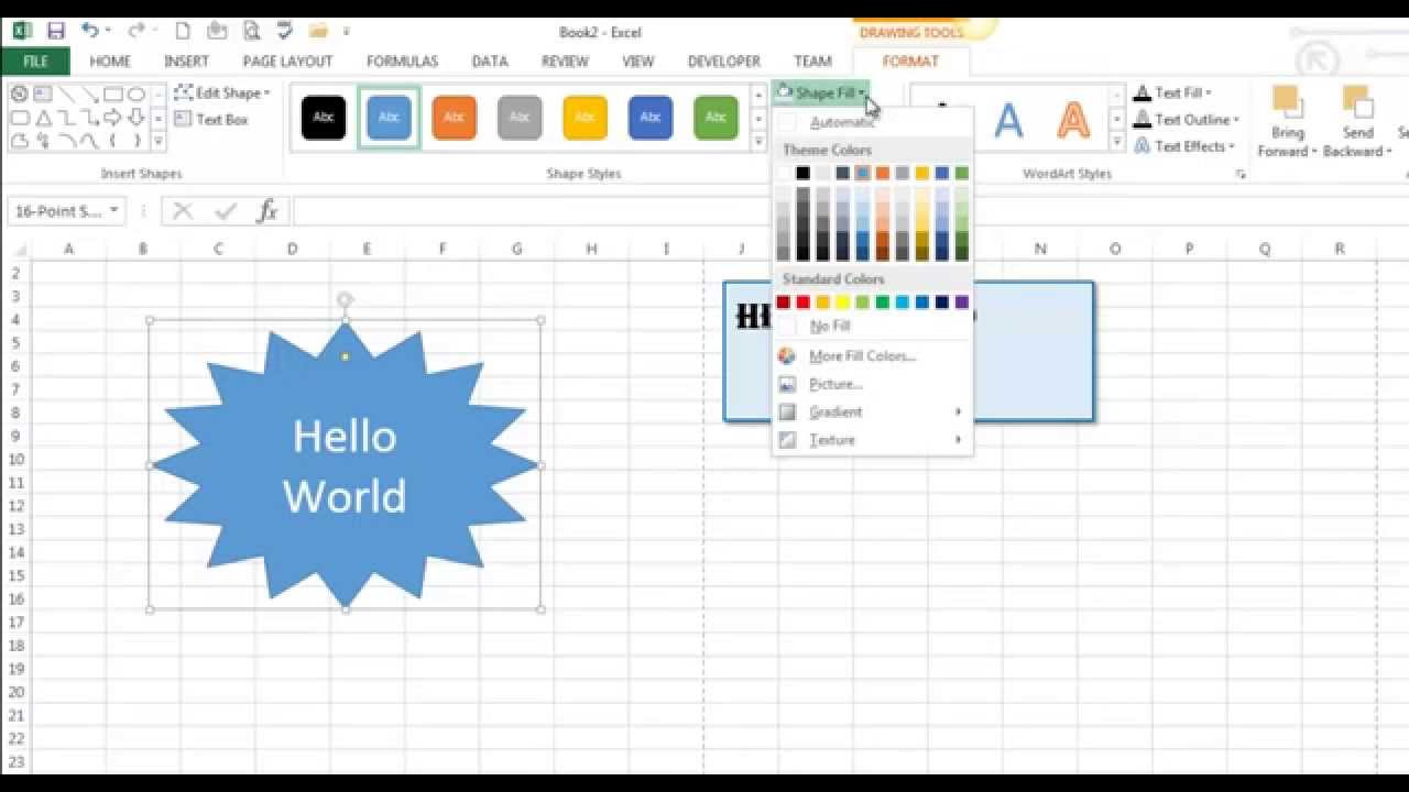 how to insert text box excel