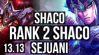SHACO vs SEJU (JNG) | Rank 2 Shaco, 9/1/9, 2.6M mastery, 700+ games | KR Grandmaster | 13.13