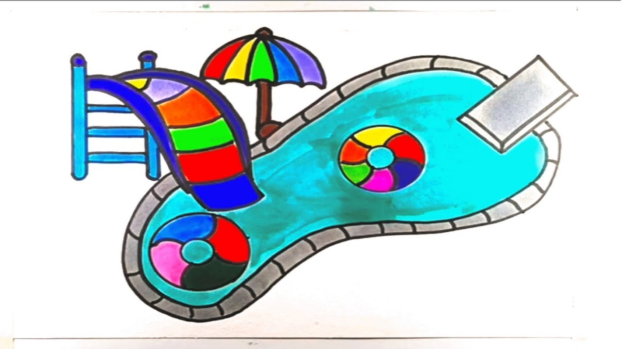 pool drawing easy | pool drawing for kids |how to draw pool - YouTube