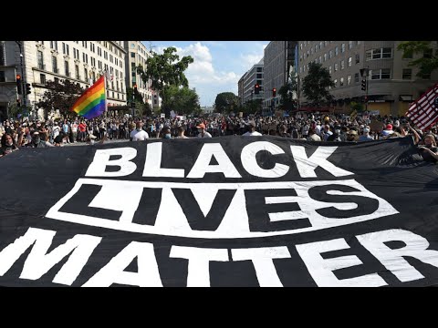 Massive crowd of protesters gather at Black Lives Matter Plaza near the White House