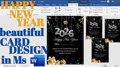 Happy New Year Card Design in MS Word | Easy & Free Greeting Card Tutorial@editingwithnadis