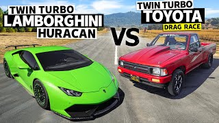 1500Hp Lamborghini Huracán Vs 900Hp Toyota Pickup Drag Race // This Vs That