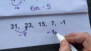 Writing an nth term expression to describe a sequence (decreasing)