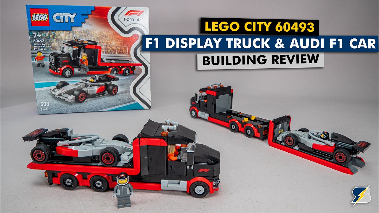 LEGO City 60493 F1 Display Truck with Audi F1 Race Car Detailed