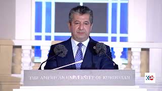 PM Barzani delivers a speech at AUK graduation ceremony