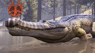 SOY UN COCODRILO DINOSAURIO GIGANTE!! Soy un Sarcosuchus y me matan unos Spinosaurus Path of Titans screenshot 4